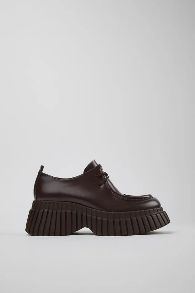Women BCN Brown Leather Shoes Camper Formal Shoes