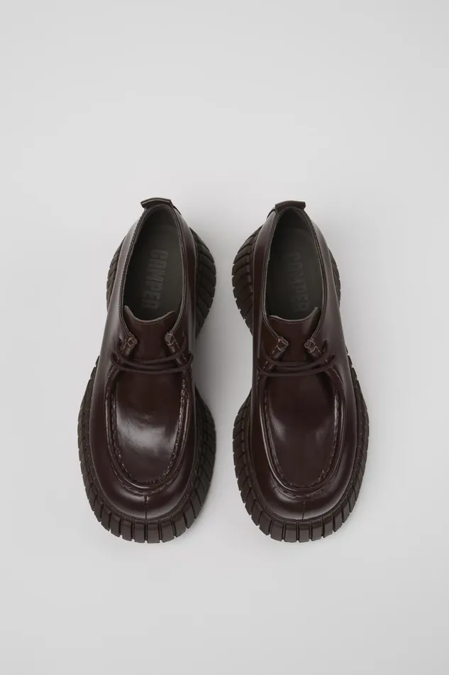 Women BCN Brown Leather Shoes Camper Formal Shoes