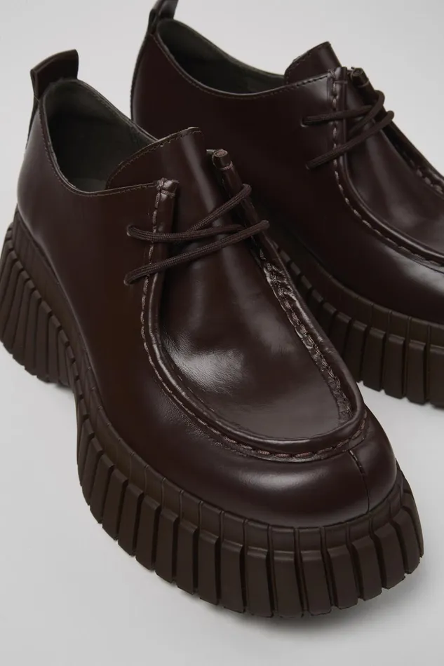 Women BCN Brown Leather Shoes Camper Formal Shoes