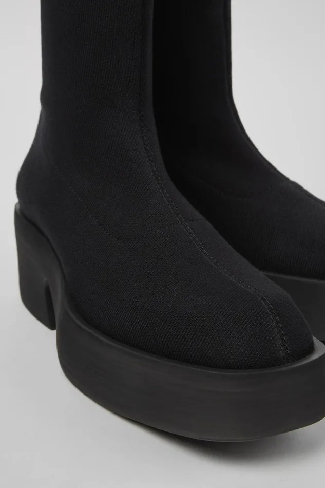 Women Billie TENCEL Black Textile Boots Camper Formal Shoes