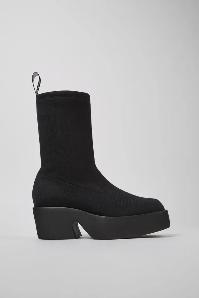 Women Billie TENCEL Black Textile Boots Camper Formal Shoes