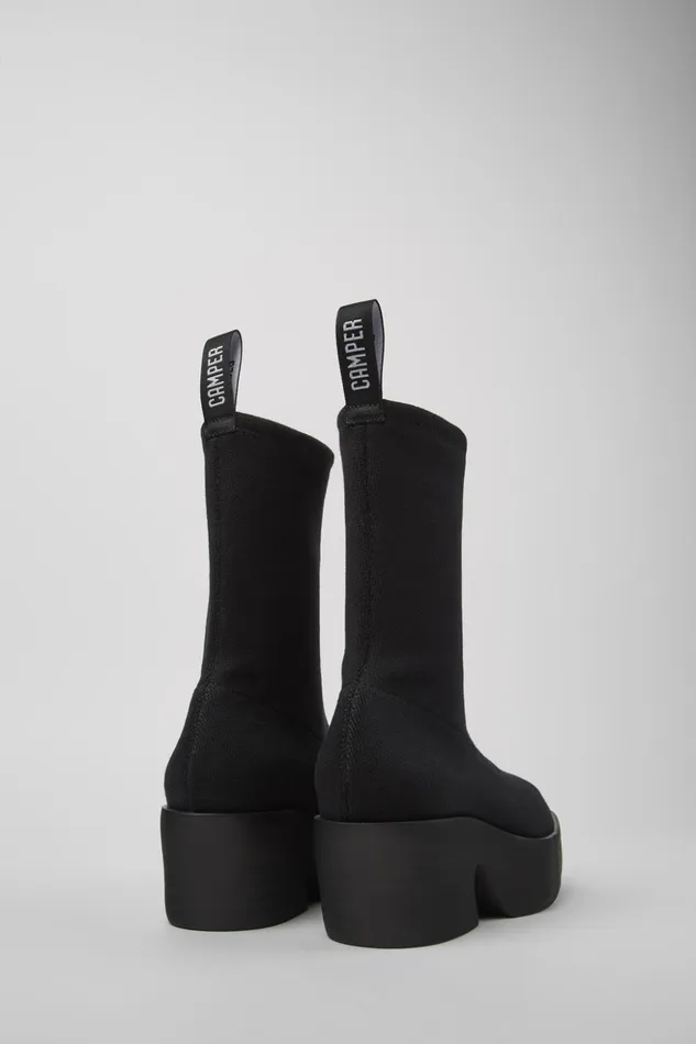 Women Billie TENCEL Black Textile Boots Camper Formal Shoes