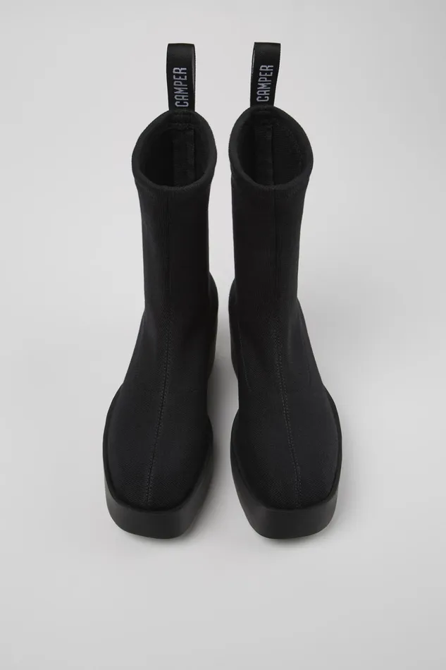 Women Billie TENCEL Black Textile Boots Camper Formal Shoes