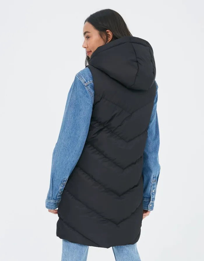 Women Black Longline Padded Gilet Threadbare Jackets Women Black Longline Padded Gilet Threadbare Jackets
