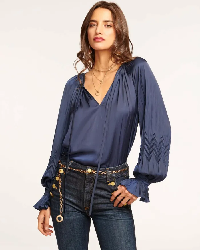 Women Blake VNeck Blouse Mulberry Ramy Brook Tops