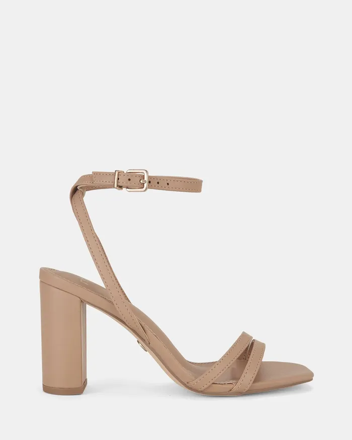 Women Block Heels NOVO Shoes LINDSAY Sand High Heels