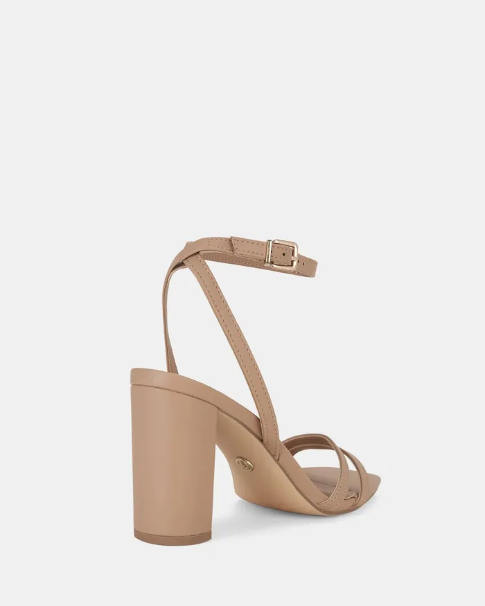 Women Block Heels NOVO Shoes LINDSAY Sand High Heels