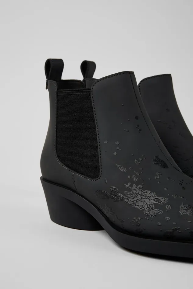Women Bonnie Gray And Black Leather Ankle Boots Camper Ankle Boots