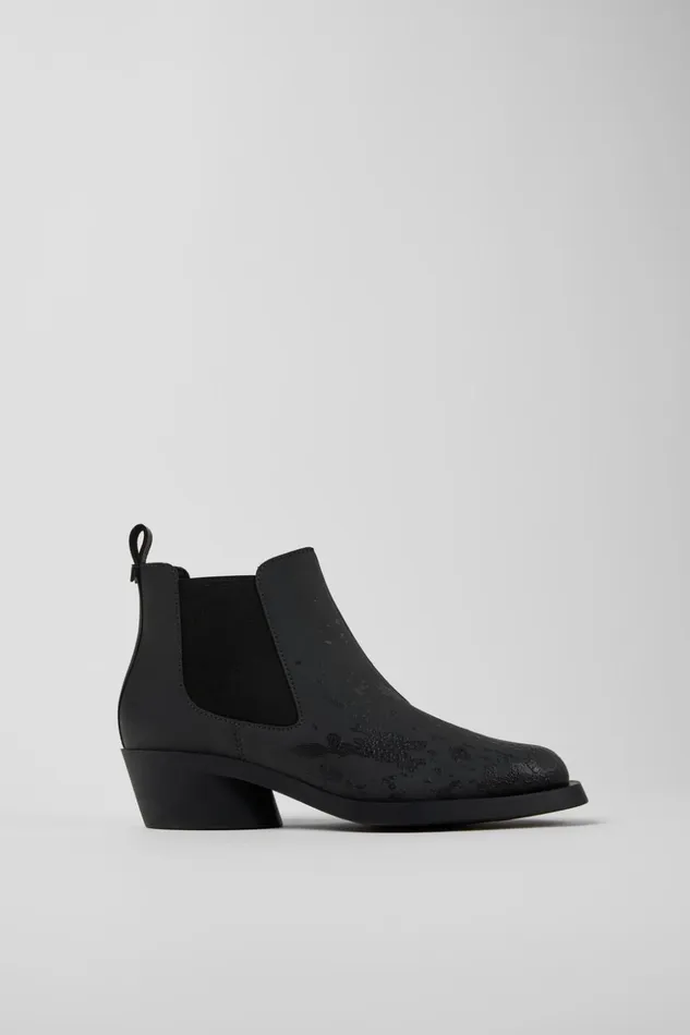 Women Bonnie Gray And Black Leather Ankle Boots Camper Ankle Boots Women Bonnie Gray And Black Leather Ankle Boots Camper Ankle Boots