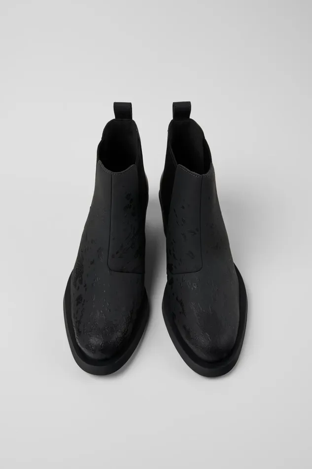 Women Bonnie Gray And Black Leather Ankle Boots Camper Ankle Boots Women Bonnie Gray And Black Leather Ankle Boots Camper Ankle Boots