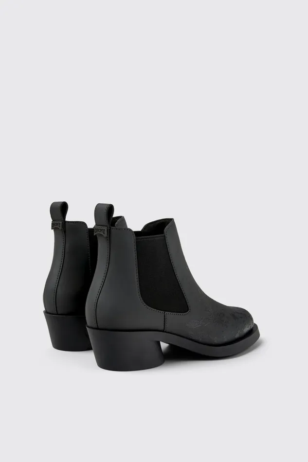 Women Bonnie Gray And Black Leather Ankle Boots Camper Ankle Boots Women Bonnie Gray And Black Leather Ankle Boots Camper Ankle Boots