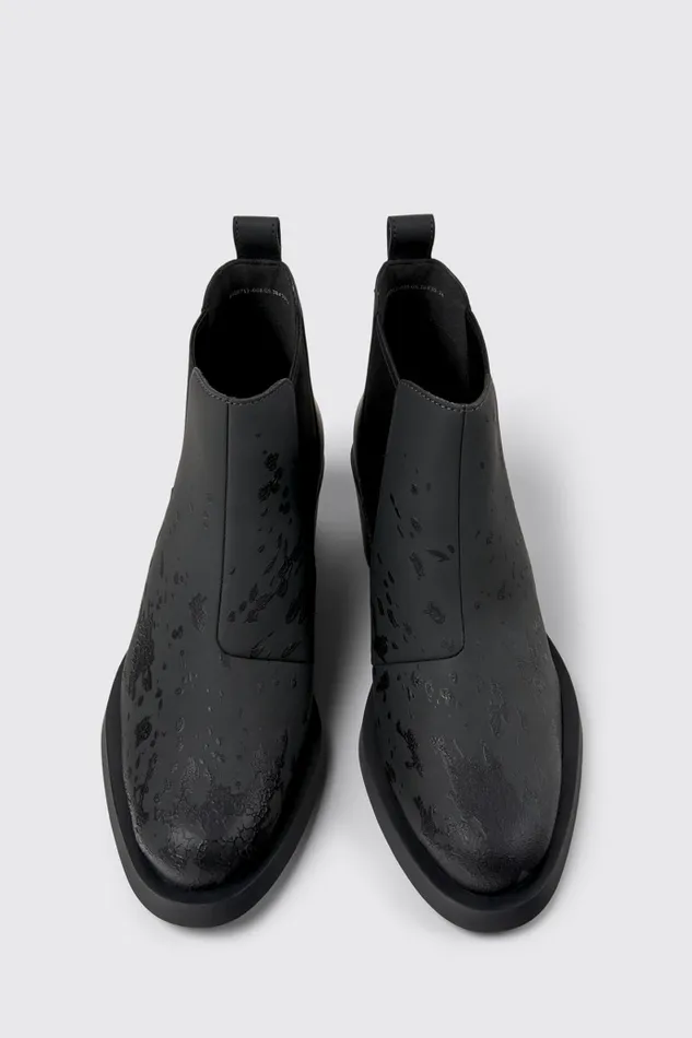 Women Bonnie Gray And Black Leather Ankle Boots Camper Ankle Boots Women Bonnie Gray And Black Leather Ankle Boots Camper Ankle Boots