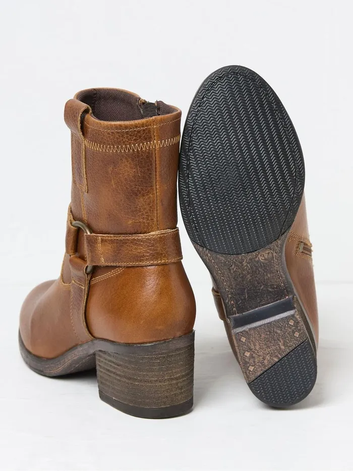 Women Boots Fat Face Hazel Tan Brown Mid Heel Boots