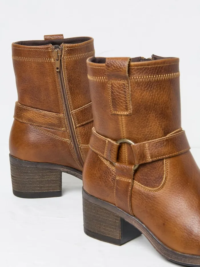 Women Boots Fat Face Hazel Tan Brown Mid Heel Boots