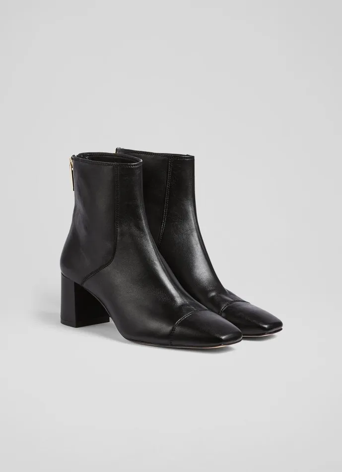 Women Boots LKBennett Maxine Black Leather StitchDetail Ankle Boots Black Women Boots LKBennett Maxine Black Leather StitchDetail Ankle Boots Black