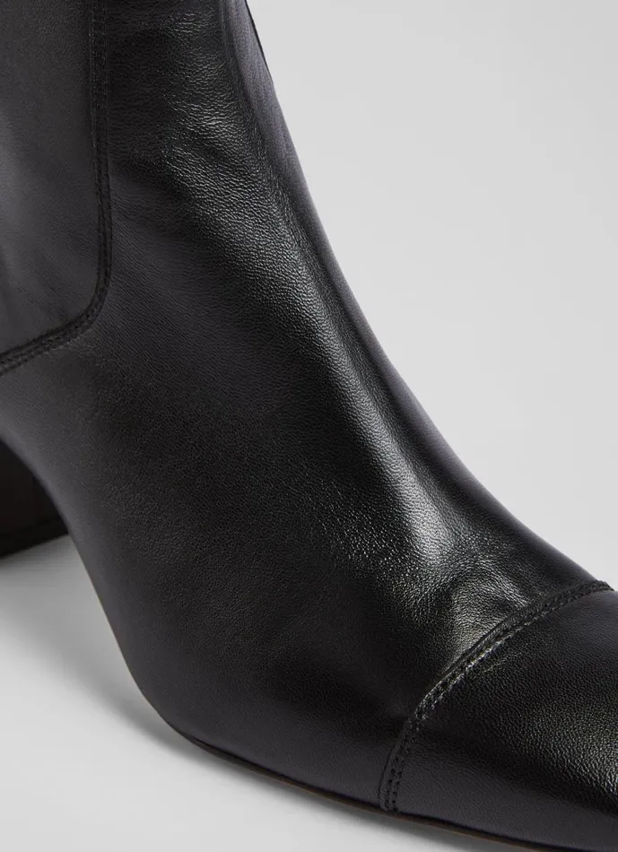 Women Boots LKBennett Maxine Black Leather StitchDetail Ankle Boots Black Women Boots LKBennett Maxine Black Leather StitchDetail Ankle Boots Black