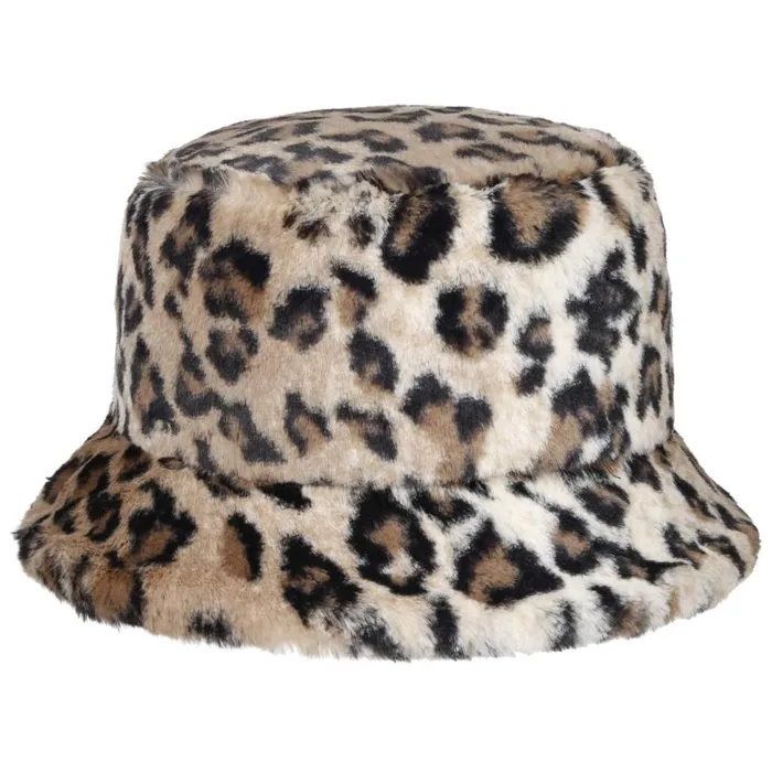 Women Bucket Hats Mayser Ella Bucket Fabric Hat With Leopard Pattern Beige