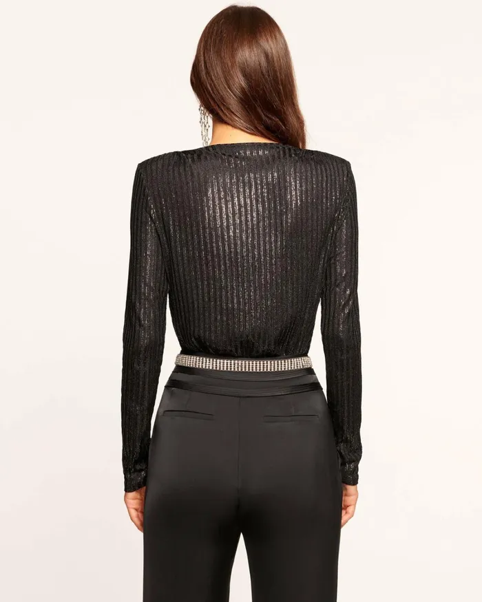 Women Carolina Cowl Neck Long Sleeve Top Black Foil Ramy Brook Tops Women Carolina Cowl Neck Long Sleeve Top Black Foil Ramy Brook Tops