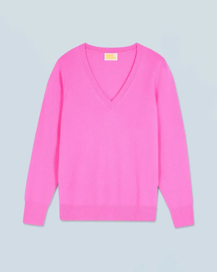 Women Cashmere Sweaters From Future Basic VNeck Sweater Dreamy Pink