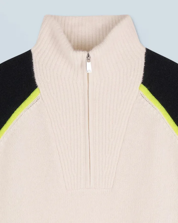 Women Cashmere Sweaters From Future Bicolor Quarter Zip Neck Sweater Black
