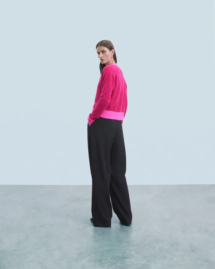 Women Cashmere Sweaters From Future Light Bicolor Cardigan Raspberry Pink
