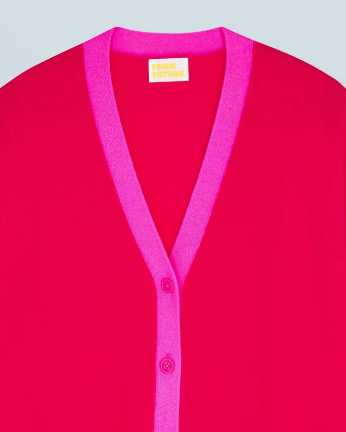 Women Cashmere Sweaters From Future Light Bicolor Cardigan Raspberry Pink