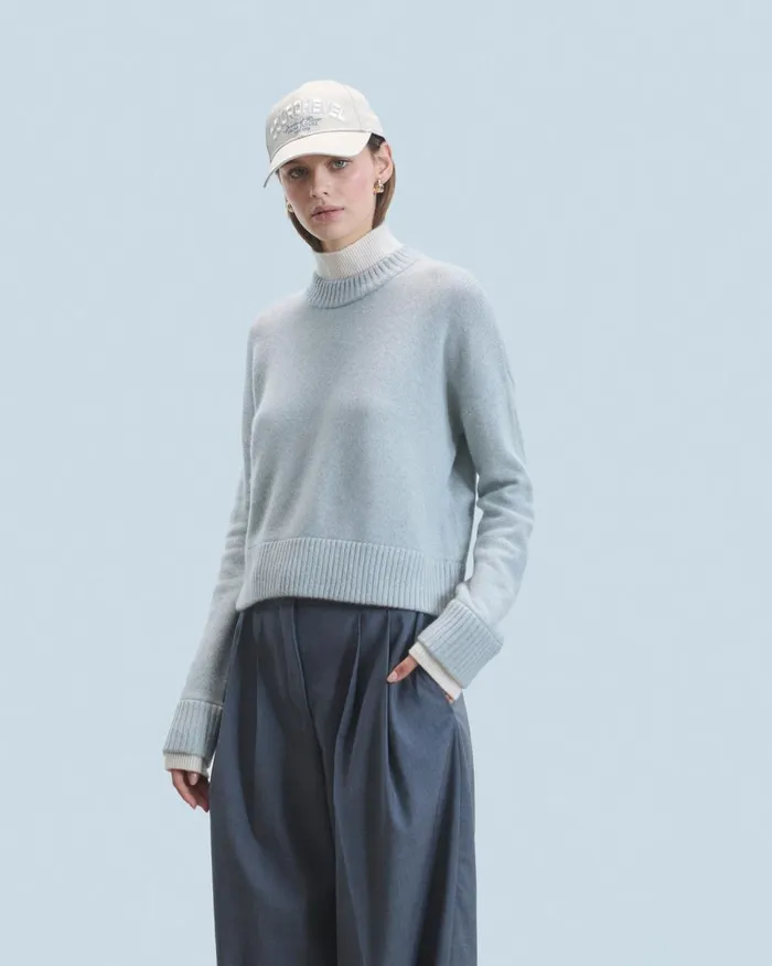Women Cashmere Sweaters From Future Mock Neck Sweater Gray Stone