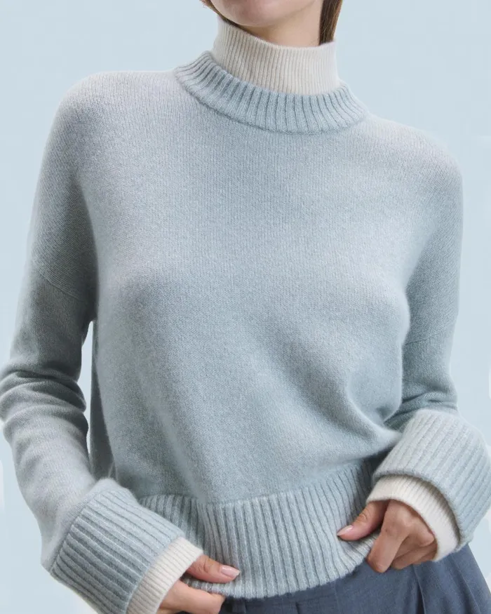 Women Cashmere Sweaters From Future Mock Neck Sweater Gray Stone