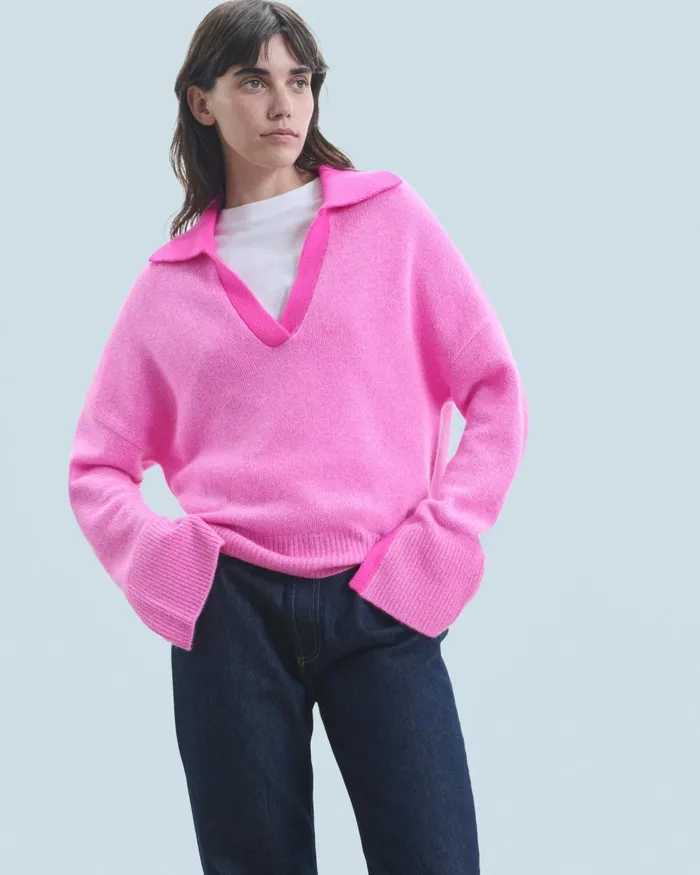 Women Cashmere Sweaters From Future Polo Neck Sweater Pink