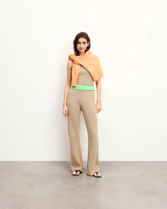 Women Cashmere Sweaters From Future TwoTone Sleeveless Sweater Beige