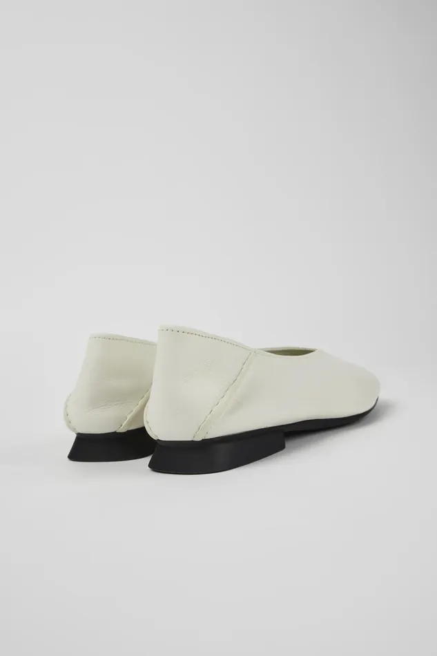 Women Casi Myra White Leather Ballerina Camper Flat Shoes Women Casi Myra White Leather Ballerina Camper Flat Shoes