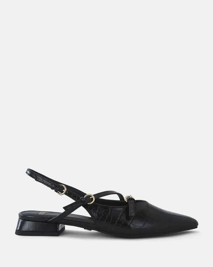 Women Casuals NOVO Shoes CARMAN Black Croc Slip Ons