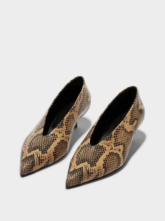 Women Clara SnakeEffect Leather Pumps Aeyde Pumps
