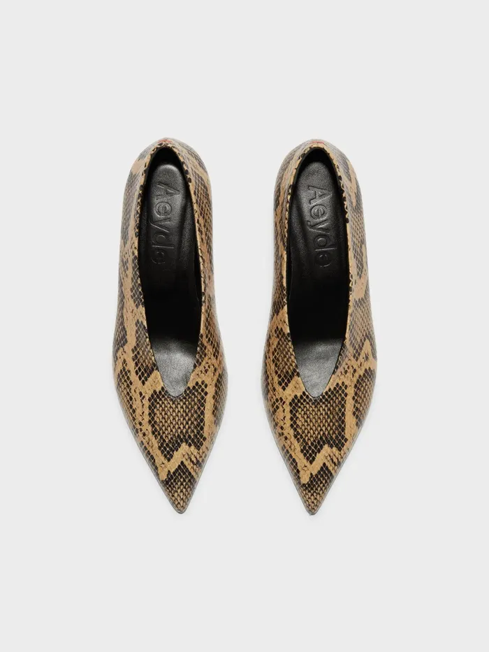 Women Clara SnakeEffect Leather Pumps Aeyde Pumps