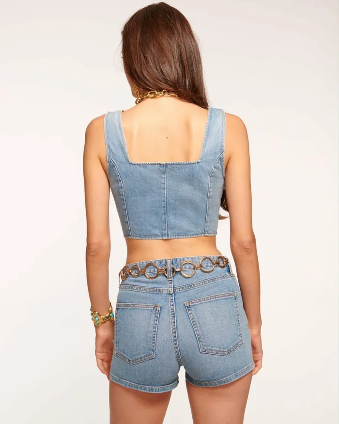 Women Clemence Denim Vest Medium Wash Ramy Brook Tops Women Clemence Denim Vest Medium Wash Ramy Brook Tops