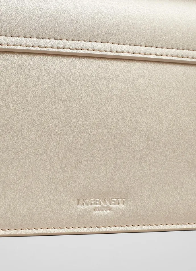 Women Clutch Bags LKBennett Dolly Gold Leather Clutch Bag