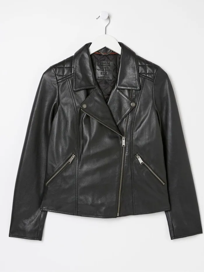 Women Coats and Jackets Fat Face Bethany Black Biker Jacket