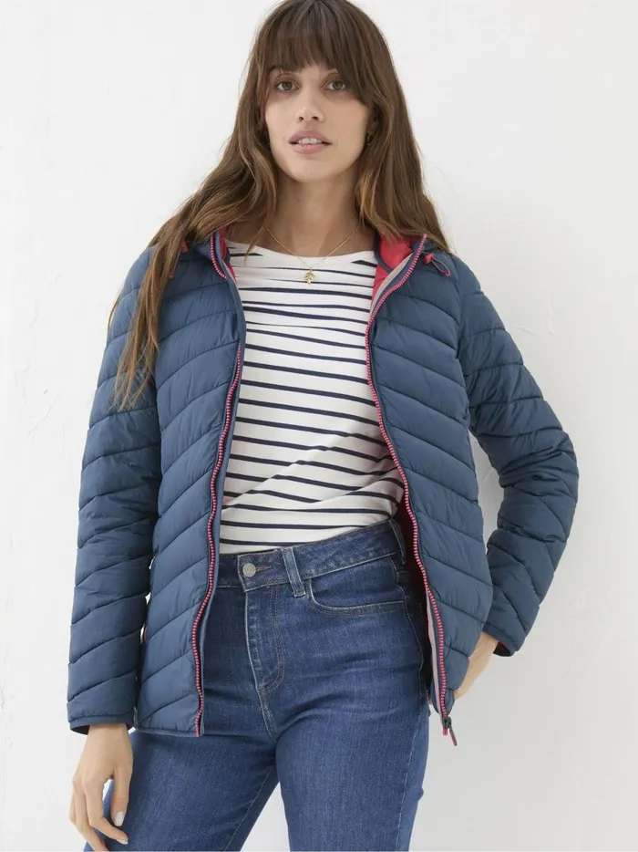 Women Coats and Jackets Fat Face Ruby Teal Blue Lightweight Puffer Jacket