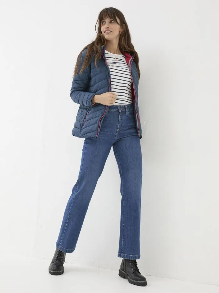 Women Coats and Jackets Fat Face Ruby Teal Blue Lightweight Puffer Jacket