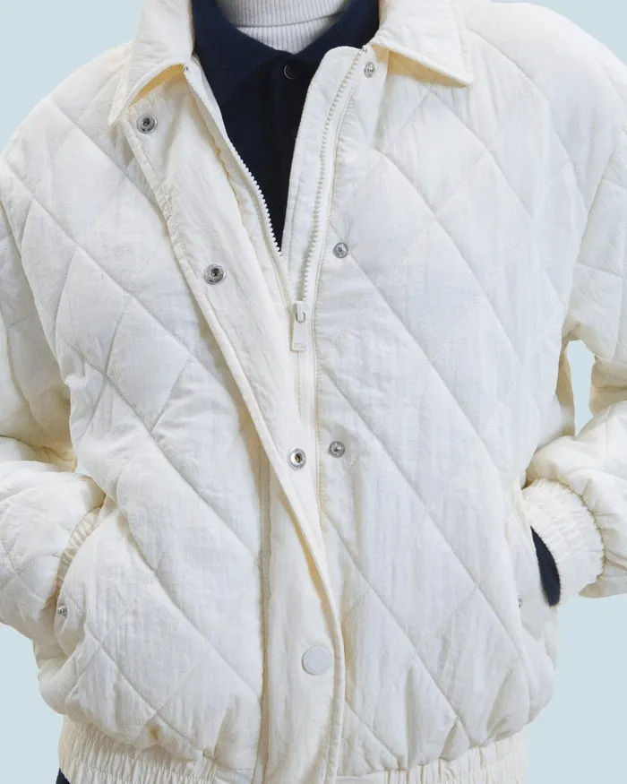 Women Coats and Jackets From Future Outerwear Quilted Bomber Jacket Sand