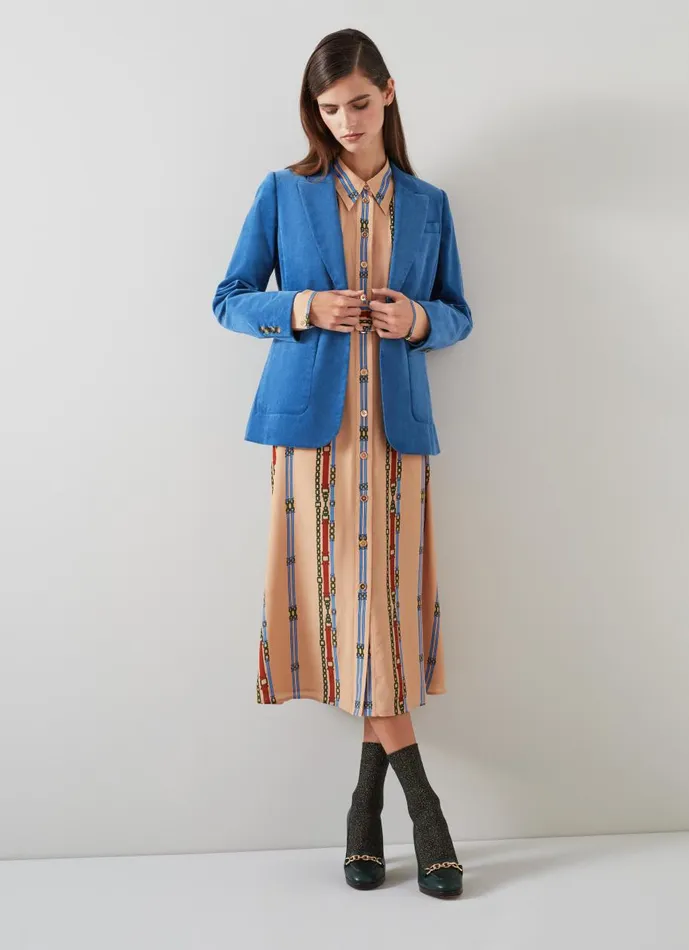 Women Coats and Jackets LKBennett Deborah Blue Cotton Cord Jacket Blue Women Coats and Jackets LKBennett Deborah Blue Cotton Cord Jacket Blue