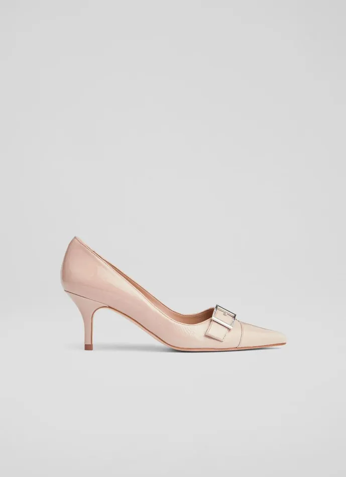 Women Court Shoes LKBennett Billie Beige Crinkle Patent BuckleDetail Courts Trench Women Court Shoes LKBennett Billie Beige Crinkle Patent BuckleDetail Courts Trench