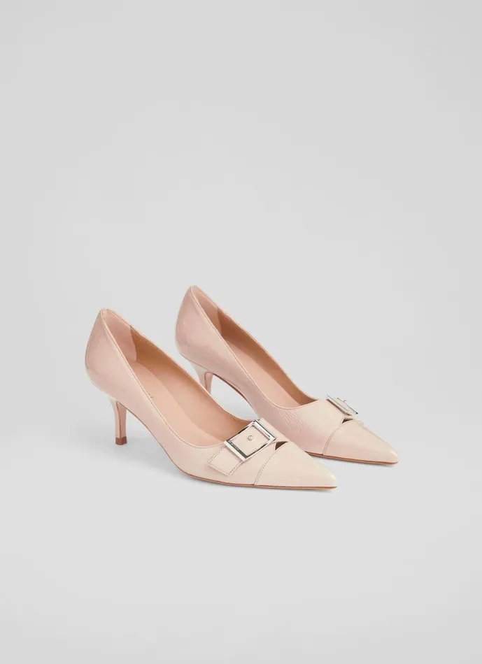 Women Court Shoes LKBennett Billie Beige Crinkle Patent BuckleDetail Courts Trench Women Court Shoes LKBennett Billie Beige Crinkle Patent BuckleDetail Courts Trench