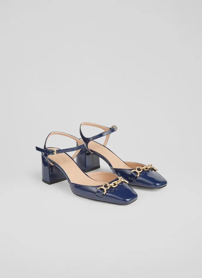 Women Court Shoes LKBennett Mindy Navy Patent Leather Ankle Strap Courts Navy Women Court Shoes LKBennett Mindy Navy Patent Leather Ankle Strap Courts Navy