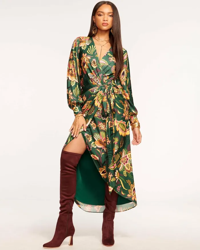 Women Daisy Wrap Dress Spruce Floral Ramy Brook Dresses Women Daisy Wrap Dress Spruce Floral Ramy Brook Dresses