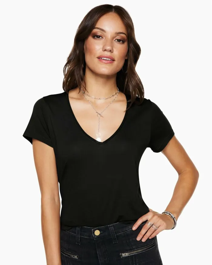 Women Dani Scoop Neck Tee Black Ramy Brook Tops