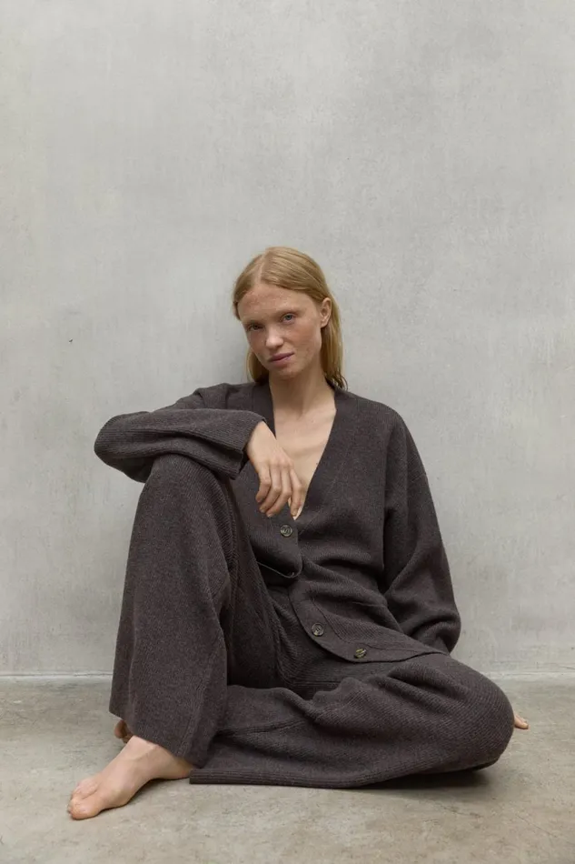 Women Dark Brown Nim Sweater Ecoalf Knitwear
