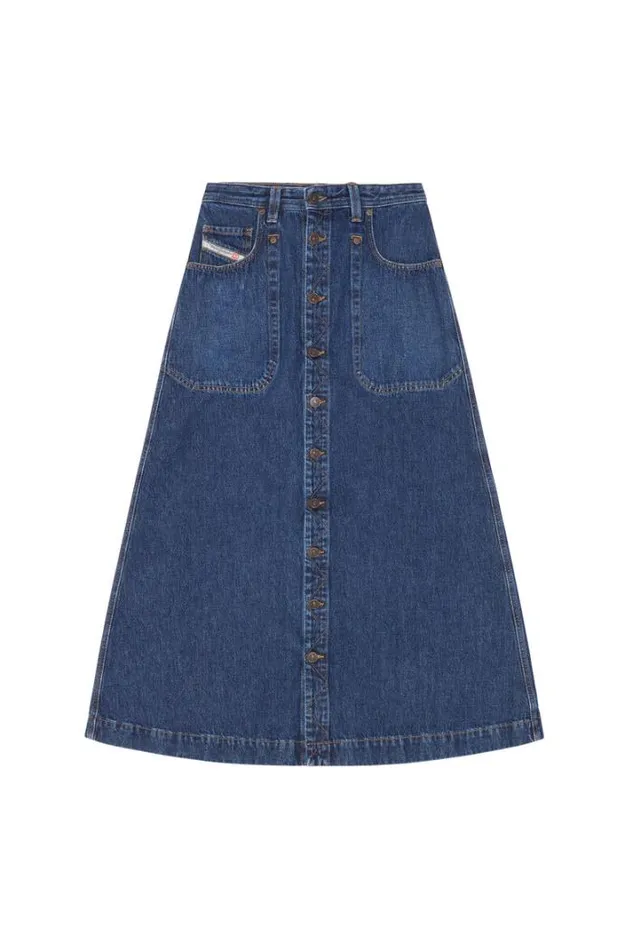 Women DeAlbusL ALine Long Skirt Dark Blue Diesel Skirts