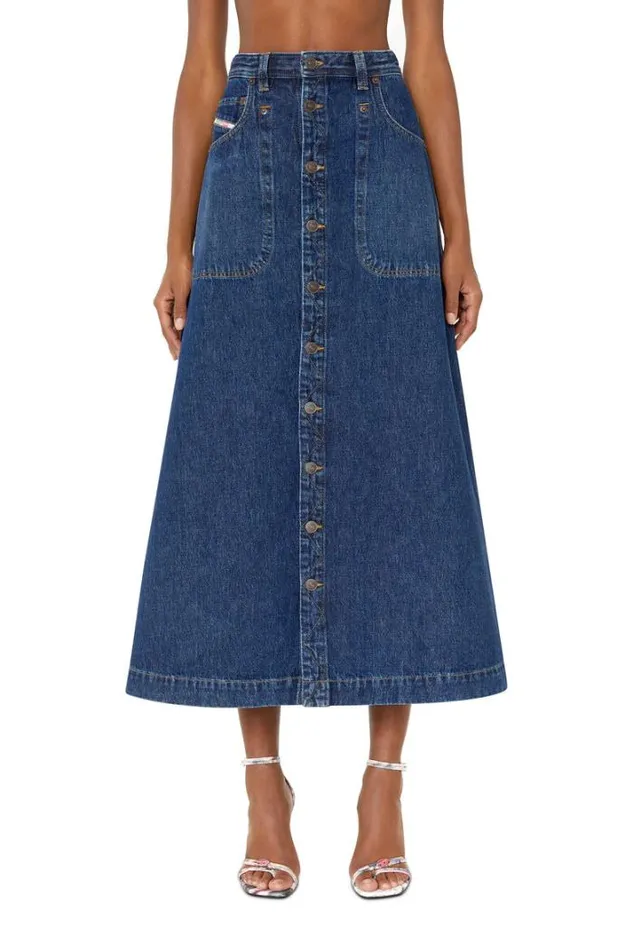 Women DeAlbusL ALine Long Skirt Dark Blue Diesel Skirts