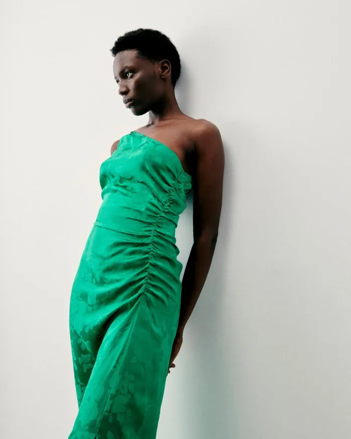 Women Dresses and Jumpsuits From Future Adele Asymmetric Long Dress Vert Jacquard